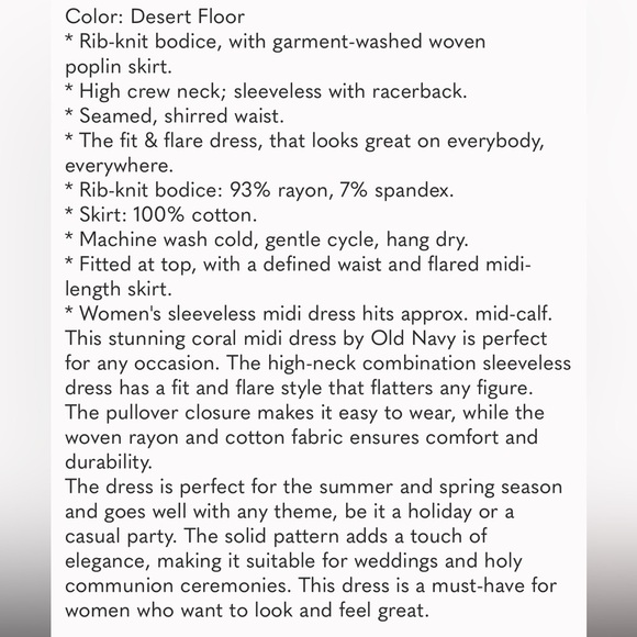 Old Navy Fit & Flare High-Neck Combination Midi Dress Sleeveless Tan Size XL - Picture 15 of 15